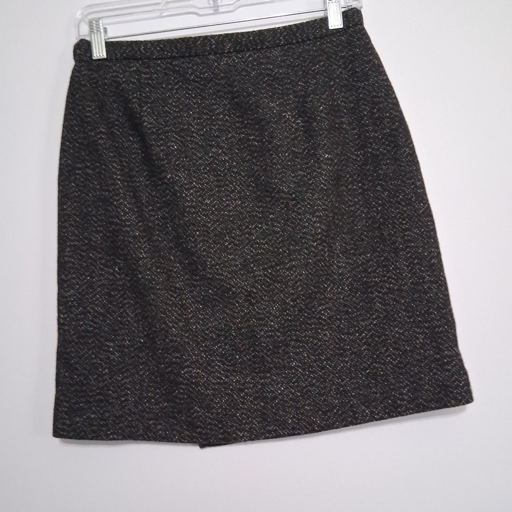 Banana Republic Womens Skirt Size 0 Wool Blend Wrap Black White Speckled E9